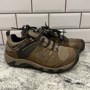 Keen Mens 7.5 Hiking Shoes Brown Leather Mesh Low Top Trail Gorpcore 1022746
